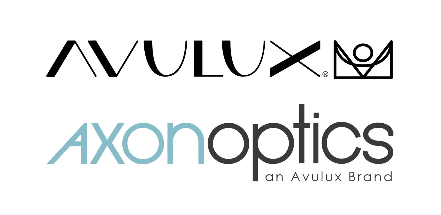 avulux and axon optics join forces logos